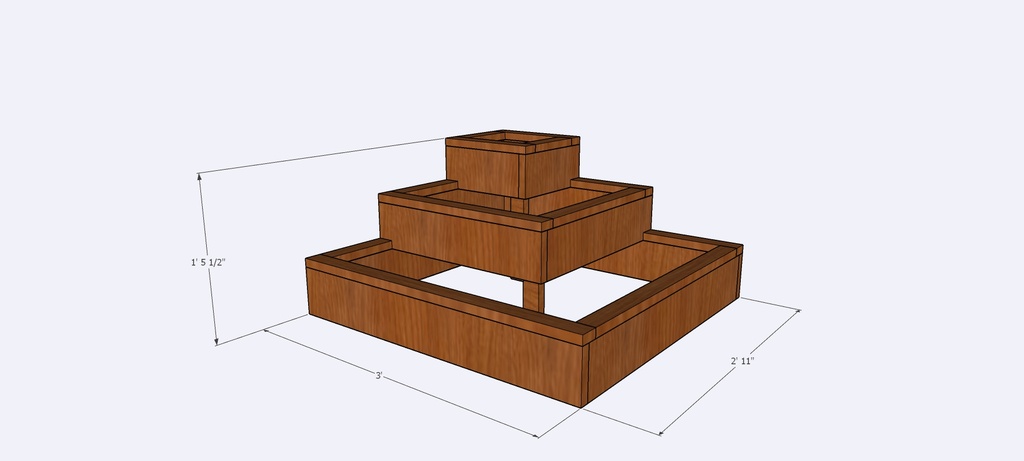 Cedar "Richardson" Stepped Corner Garden Bed  (Clear Weatherseal)